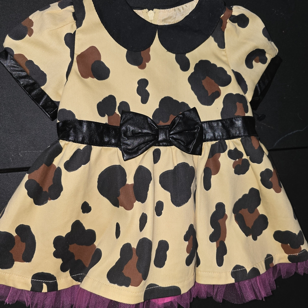 Leopard Print Harajuku Baby Dress with Black Bow